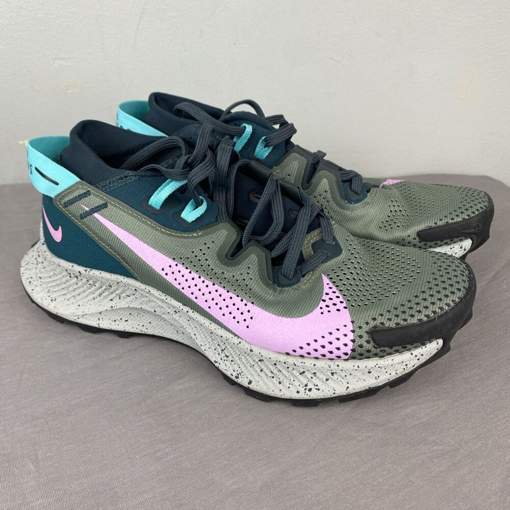 Nike Olive Green Pink and Teal Running Shoes